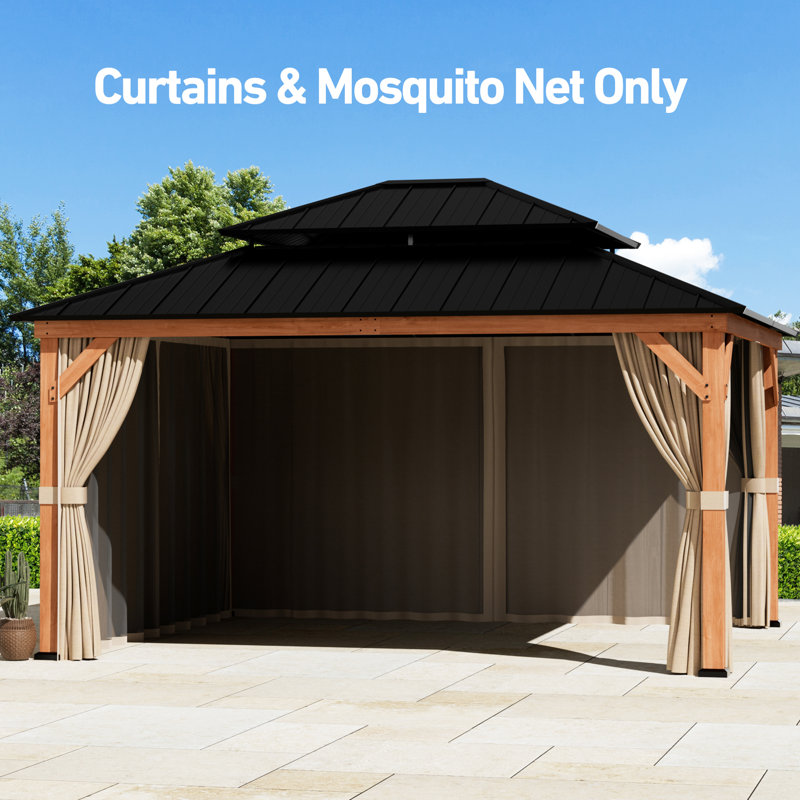 Modern Shades Universal 13' X 15' Mosquito Netting And Privacy Curtain Set Outdoor Patio Gazebo (For SKU NO. ADMR1037)