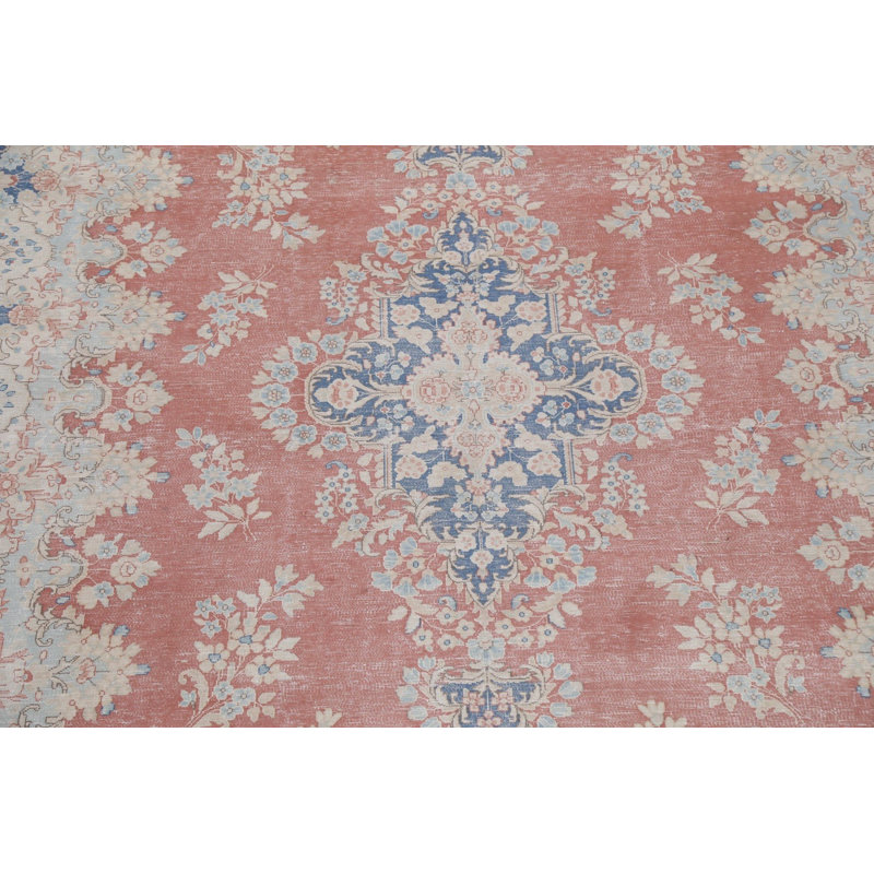 Tapis persan Kerman délavé noué à la main 10 x 13