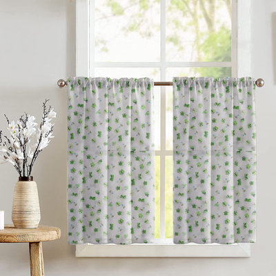 Cotton Blend Floral Tailored Cafe Curtain