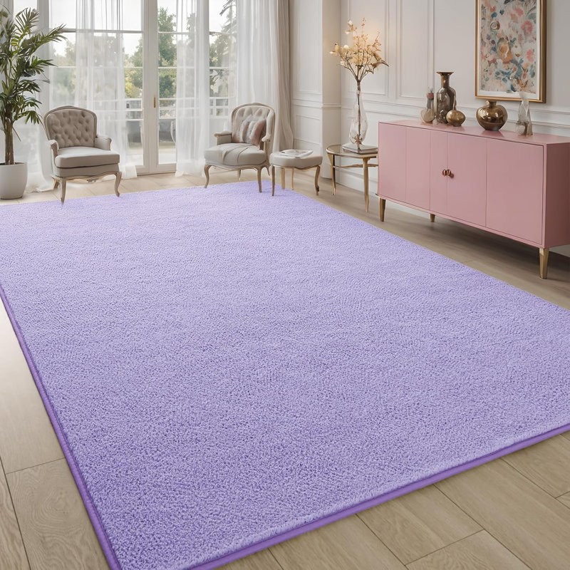 Solid Colour Shag Area Rug, Rectangle 153 x 215 cm, Purple