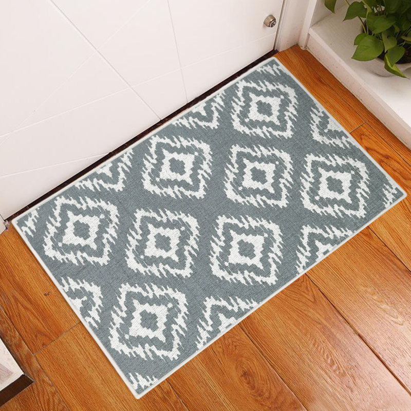 Tetra One Non-Slip Geometric Indoor Doormat, Gray