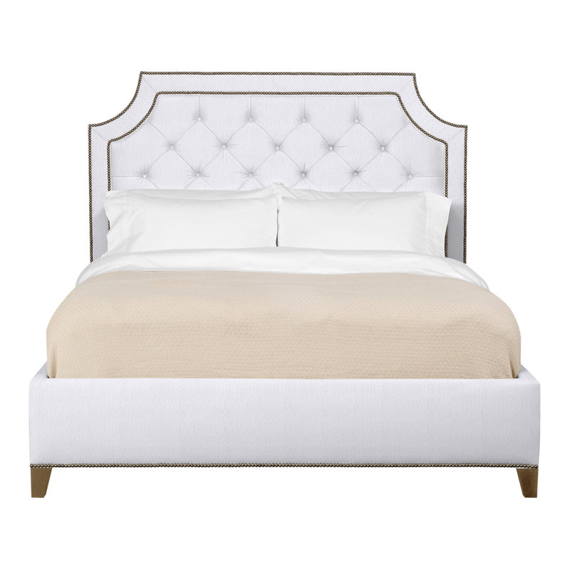 Grand lit à panneau tapissier Audrey / Asher, Hampton, Neige Navada, Oui