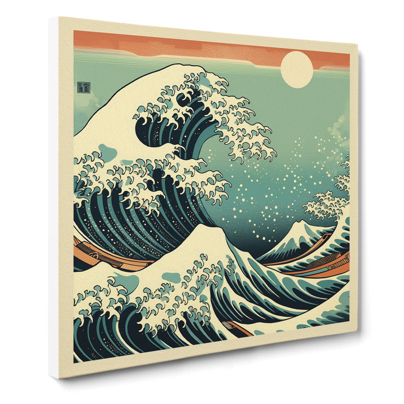 Japanese Wave Art Deco - Wrapped Canvas