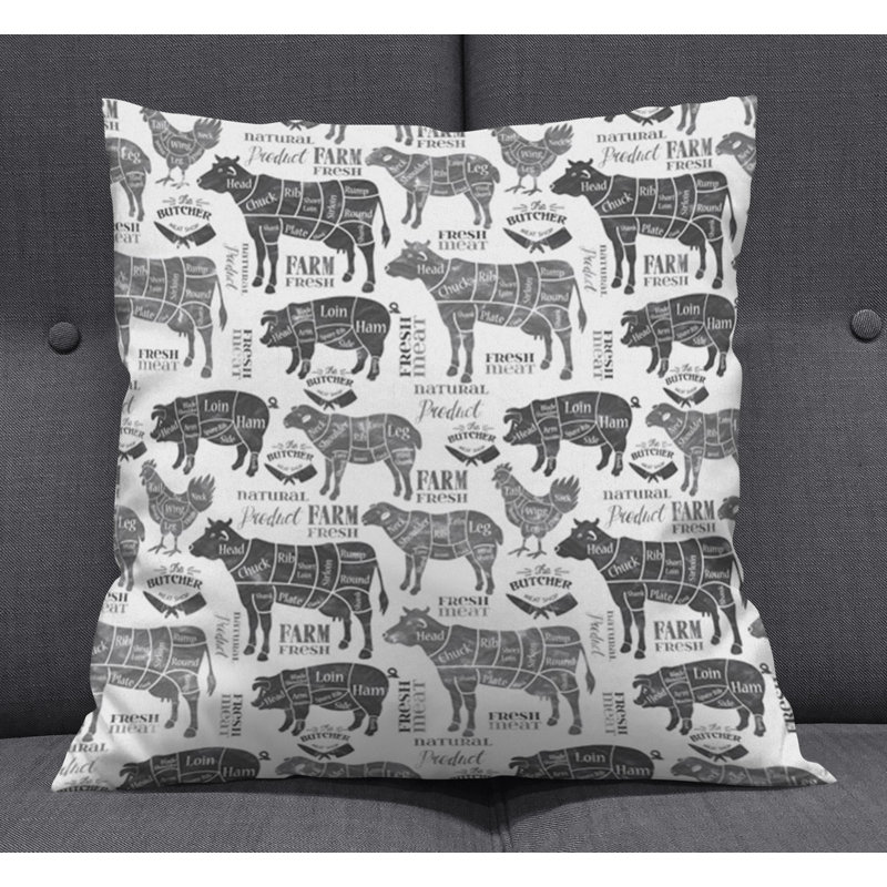 Throw Pillow With Insert, 18"H x 18"W, White/Gray 2