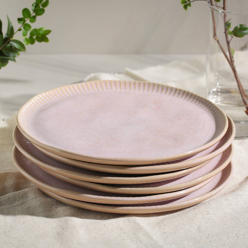 Assiette plate en grès cérame 10,8 po Linhas Litchi - Va au micro-ondes, au four et au lave-vaisselle, par Porto Brasil