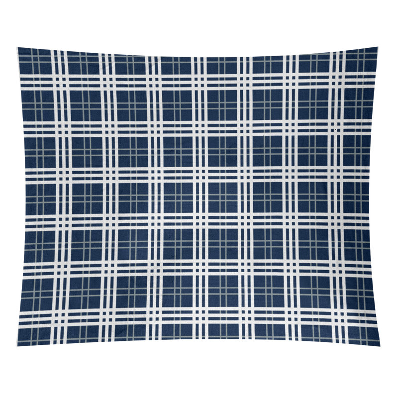 Tapisserie luxueuse en microfibre Dallas, H 68 po x l 80 po, Bleu / argenté / blanc