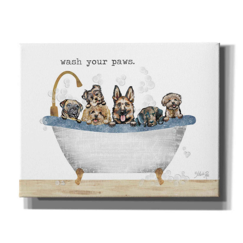 «Wash Your Paws» par Marla Rae, art mural sur toile, H 26 po x l 34 po x P 1,5 po