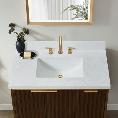 Jaen 37'' Stone Single Bathroom Vanity Top with Sink