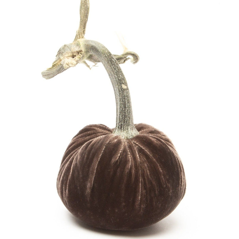Espresso Silk Velvet Pumpkin, 5" H x 4" W x 4" D