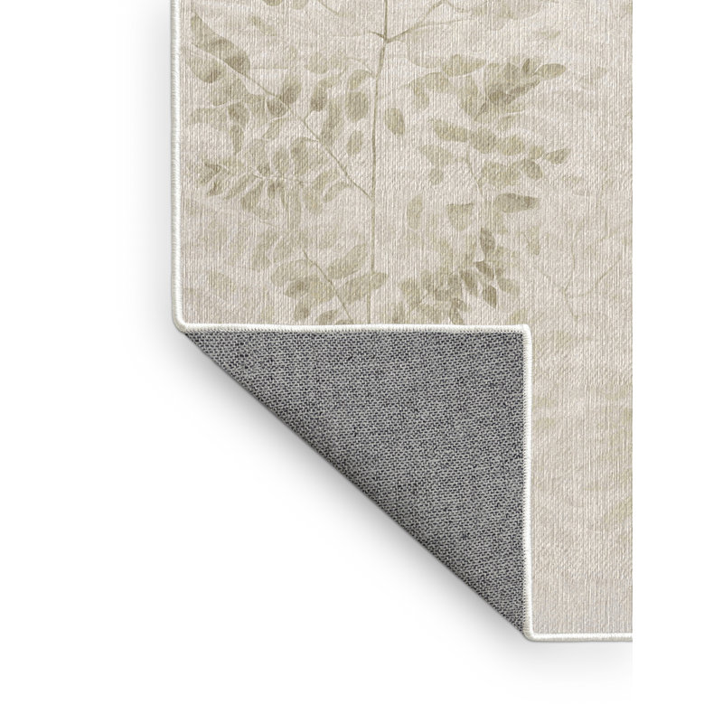 Machine Washable Beige Area Rug, Rectangle 6' x 9'