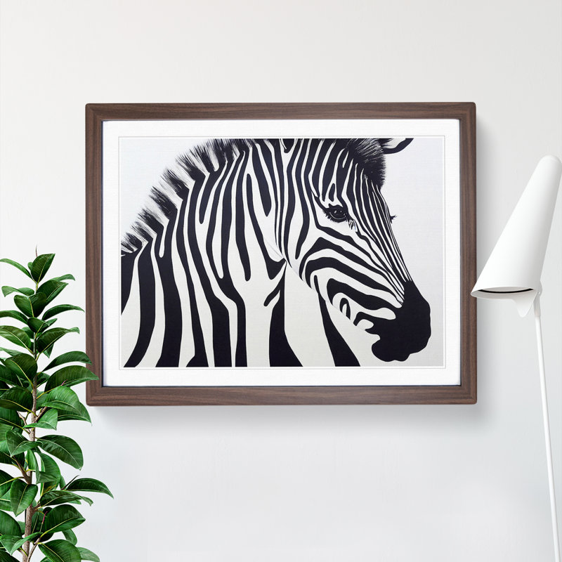 Zebra Portrait Vol.1 - Single Picture Frame Painting, 46cm H x 64cm W x 2cm D, Walnut