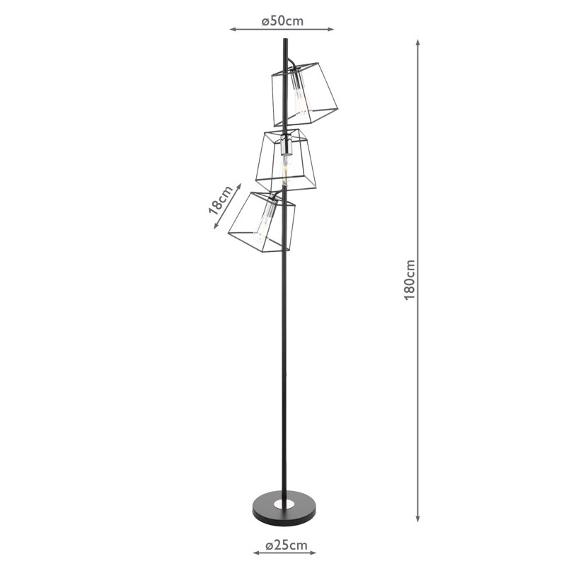 Chrisholm 180cm Column Floor Lamp, Polished Chrome