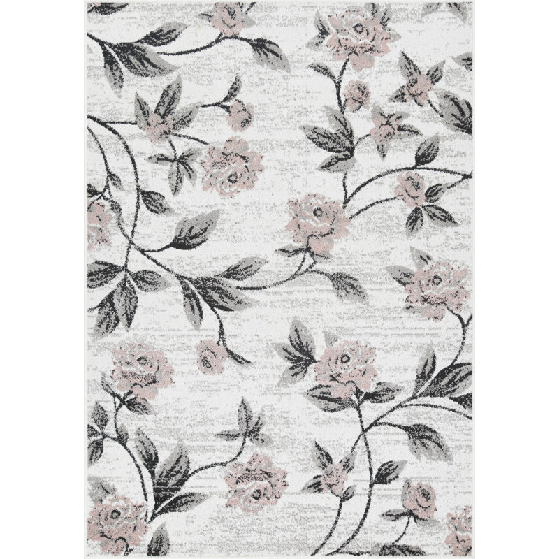 Alderete Floral Indoor Rug, Rectangle 8' x 10'
