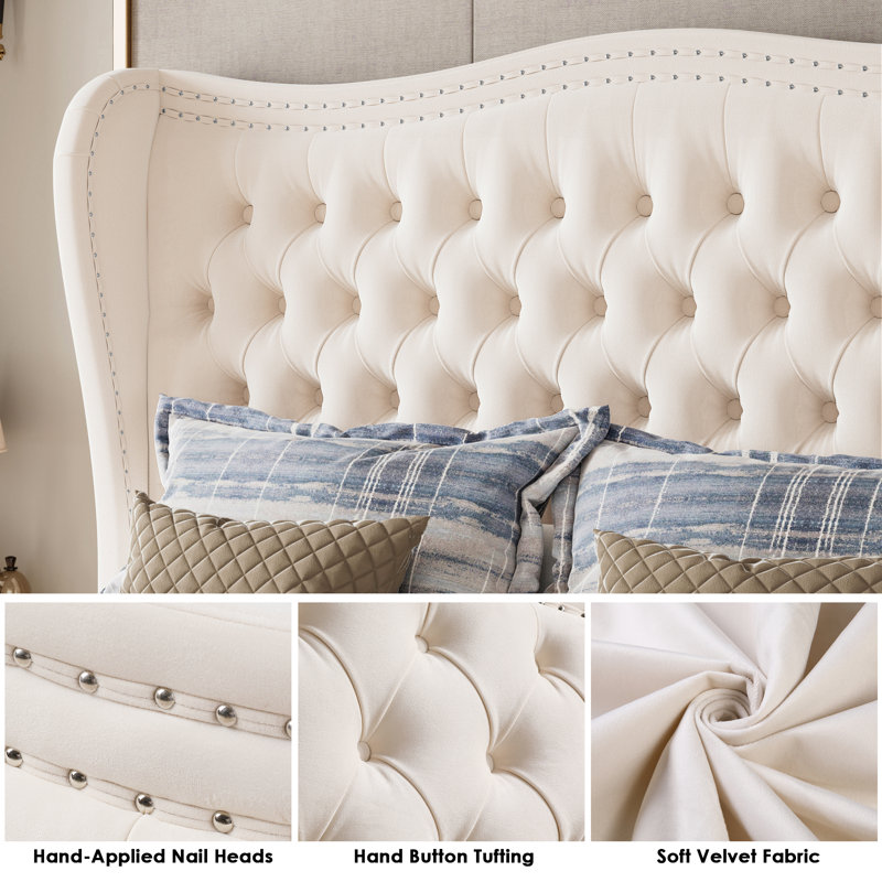 Metter Upholstered Wingback Bed