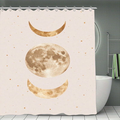 Rideaux de douche Golden Moon Phases pour salle de bain, 71 × 71