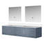 Meuble-lavabo double gris foncé 84 po X P 22 po D, plateau en quartz blanc et Miroirs à DEL-118001616