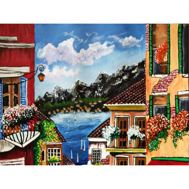 Escaliers italiens | Acrylique sur toile | Décoration murale