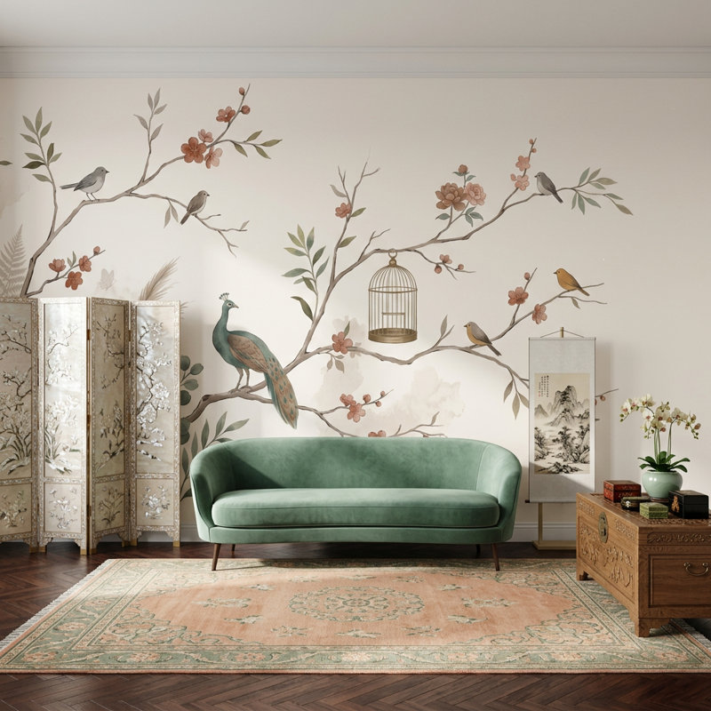 Décoration murale amovible de style oriental oriental, 200 po x 120 po, Non tissé