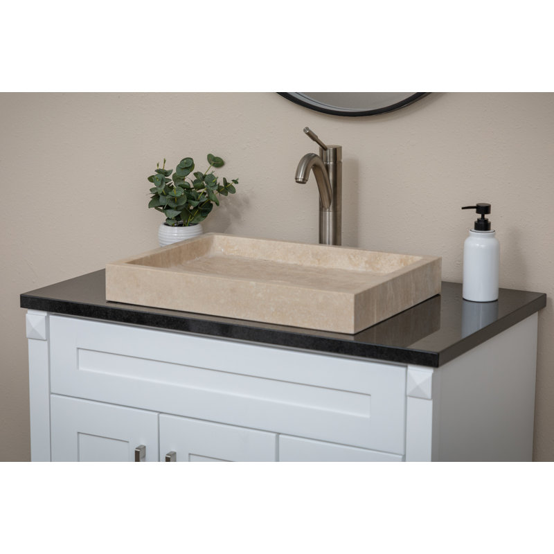 Lavabo de salle de bain vasque rectangulaire en pierre de travertin Honed