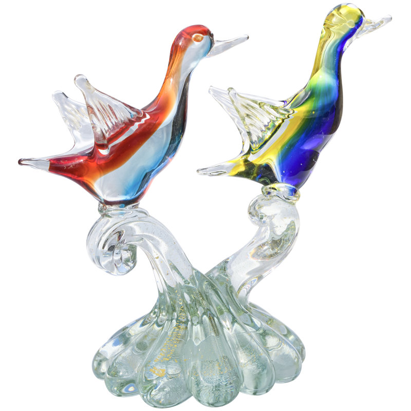Vintage Large Barbini Murano Sommerso Italian Art Glass Birds Centerpiece
