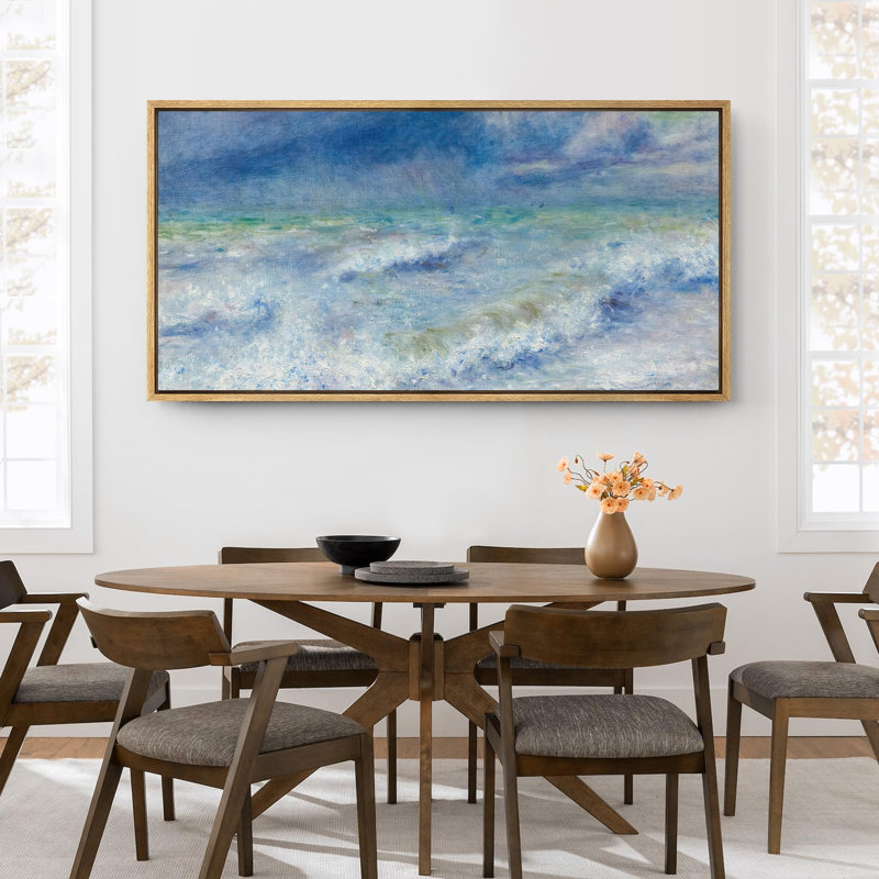 Coastal Beach Serenity At Sea An Impressionist's Vision, H 30 po x l 60 po, Naturel
