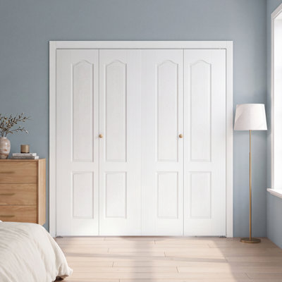 Panelled Manufactured Wood 2-Panel White Primed Bi-fold Door With Hardware Kit