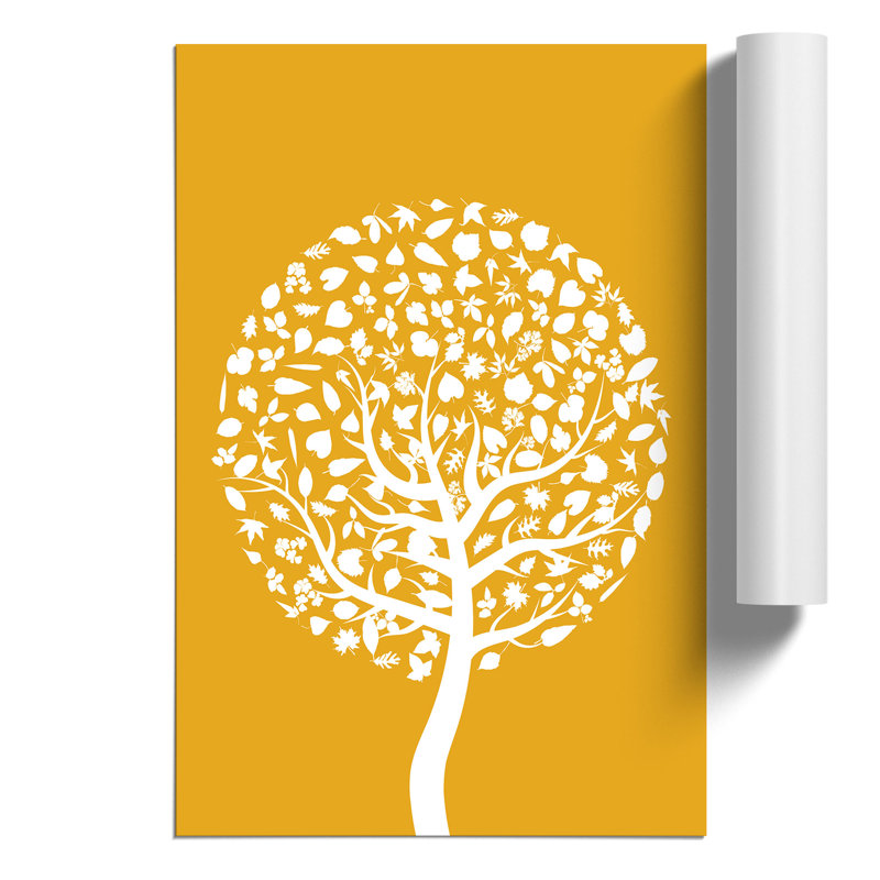 Orange and White Tree - Unframed Graphic Art, 30cm H x 21cm W x 0.1cm D