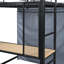 Lit mezzanine double en métal avec bureau, tablettes, prise de courant, lumière DEL et garde-robe, noir-1656870875-1656870877