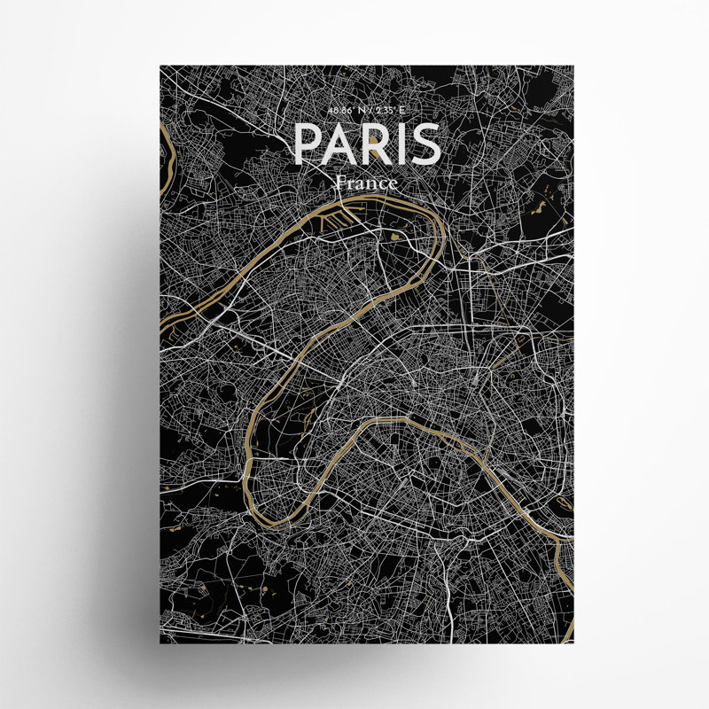Paris City Map in Luxe 1 Piece Wall Art, 27.6cm H x 19.7cm W x 0.05cm D