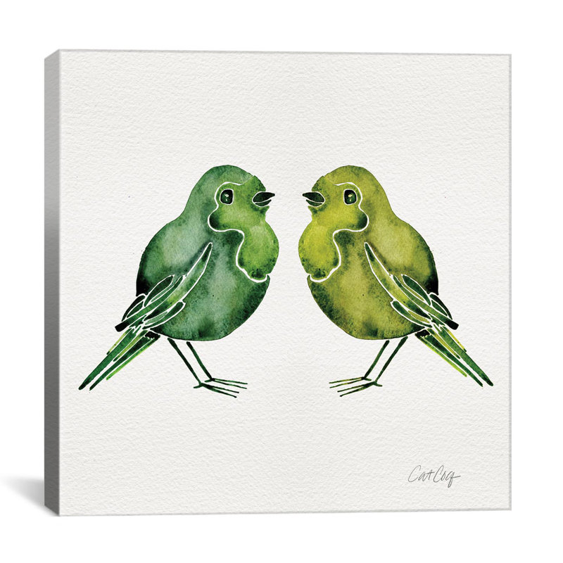 "green oiseaux artprint" par cat coquillette, reproduction d’art sur toile tendue, H 18 po x l 18 po x P 1,5 po