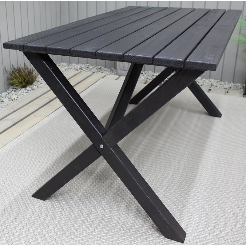 Gaynelle Rectangular Pine Outdoor Dining Table , 195.58cm cm W 381cm cm D, Dark Coffee, Dark Coffee