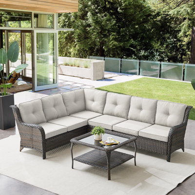 Tonry 82'' Wide Rectangle Wicker Patio Sofa with Cushions
