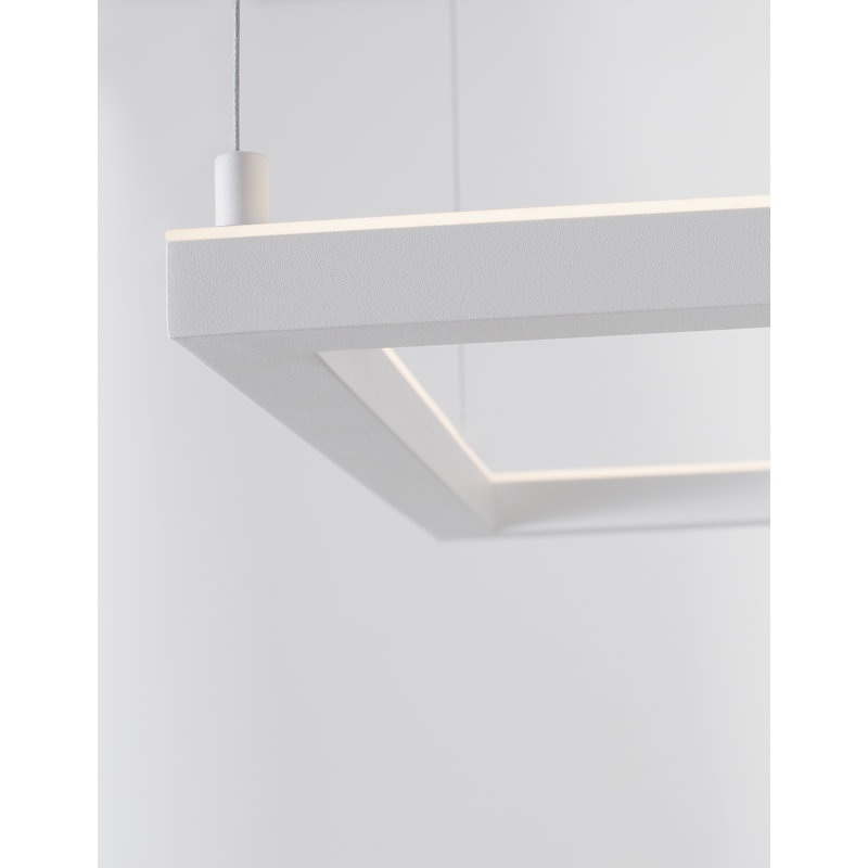 1 - Light LED Geometric Pendant, 120cm H x 50cm W x 50cm D, White