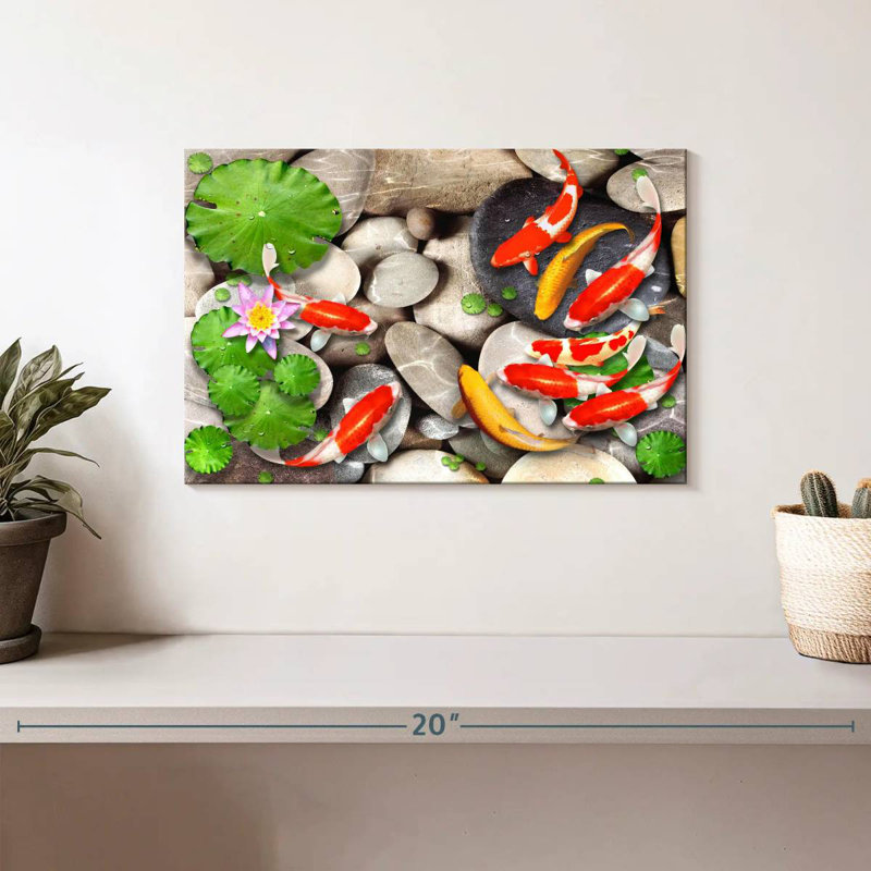 Pond With Koi, 8" H x 12" W
