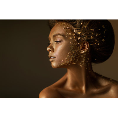 Golden Shiny Makeup by Erstudiostok - Wrapped Canvas Print