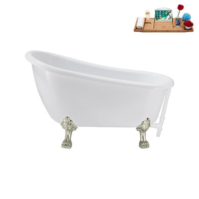 53.1'' x 25.6'' Freestanding Soaking Acrylic Bathtub