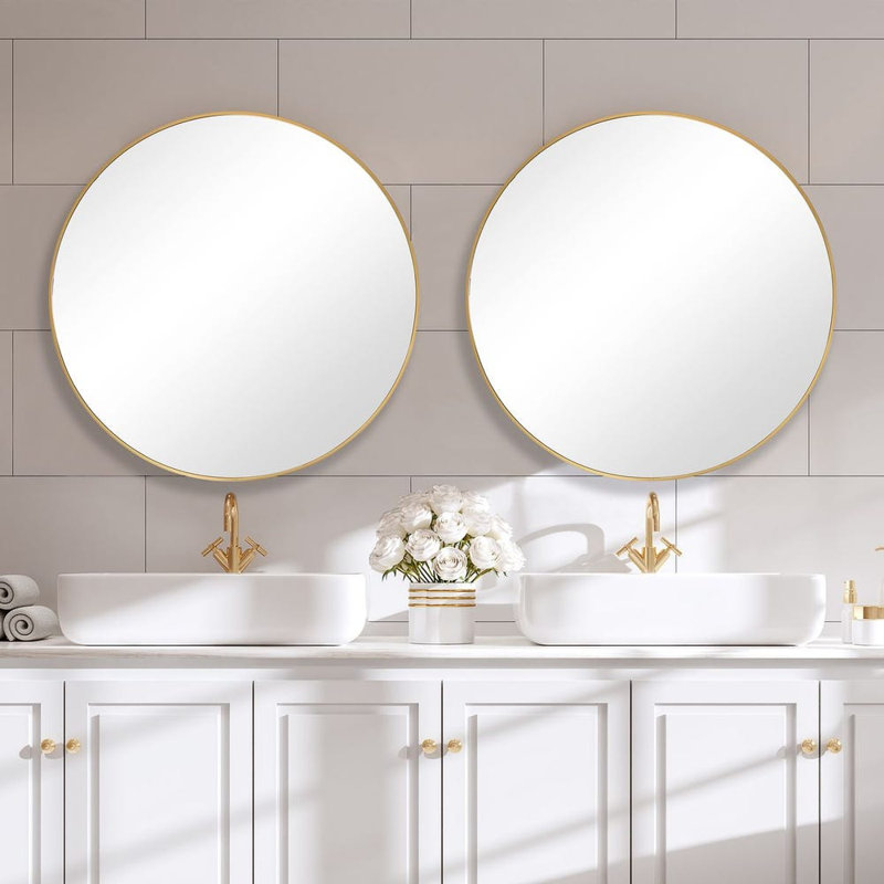  Miroir mural brossé doré, Brun