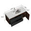 Meuble-lavabo de 48 po en noyer Grace avec lavabo à surface solide blanc brillant et tiroirs noirs doux, meuble-lavabo mural flottant pour salle de bain moderne, sans drain ni robinet, pré-assemblé