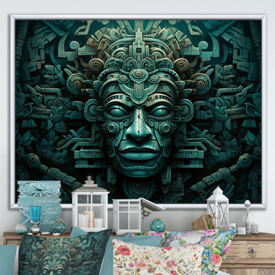 Masque maya magique aztèque - art mural mexicain, salon
