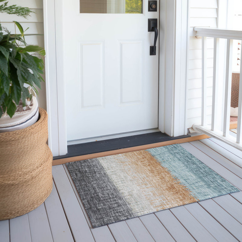 Machine Washable Indoor/Outdoor Chantille ACN2752 Striped Rug, Graphite, 2'6" x 3'10"