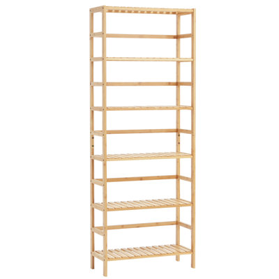 Bamboo Bookshelf 6 Tiers Bamboo Ladder Bookcase Rectangle Storage Rack