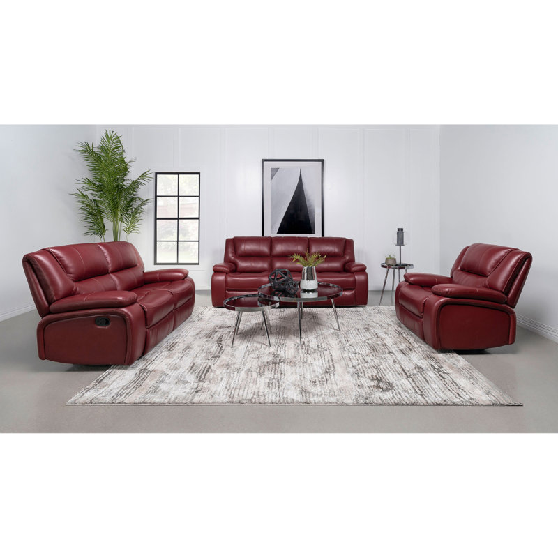 Elodie Red 3-Piece Reclining Sofa Set, Red