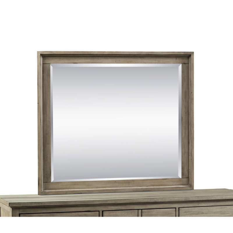 Home Hideaway Mirror 43", Orchard Grey Finish, No Assembly, Beveled Glass, Transitional, Crafted From Poplar & Grey, Transitional Style, Solids Veneers