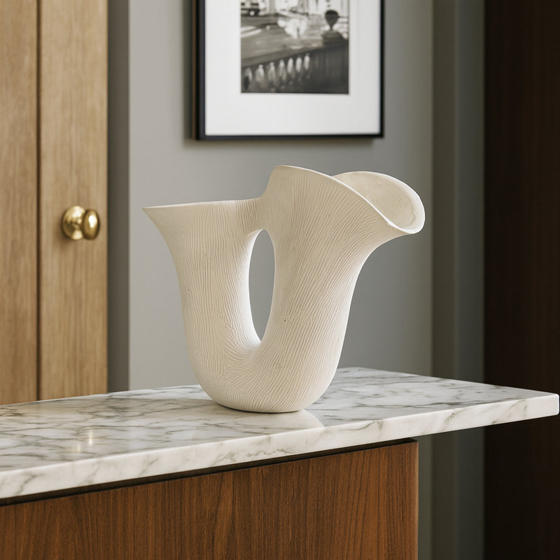 Vase de table Modern Modern, Beige, H 9 po x l 12 po x P 5 po