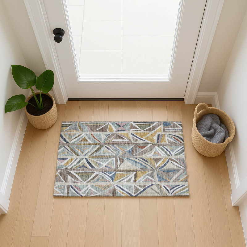 Machine Washable Indoor/Outdoor Layton ACN2253 Geometric Rug, Rectangle 1'8" x 2'6"