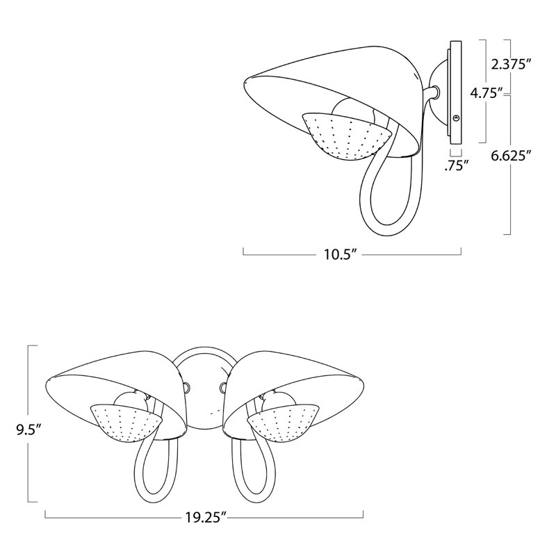 Keaton Sconce Double (Polished Nickel), Natural Brass