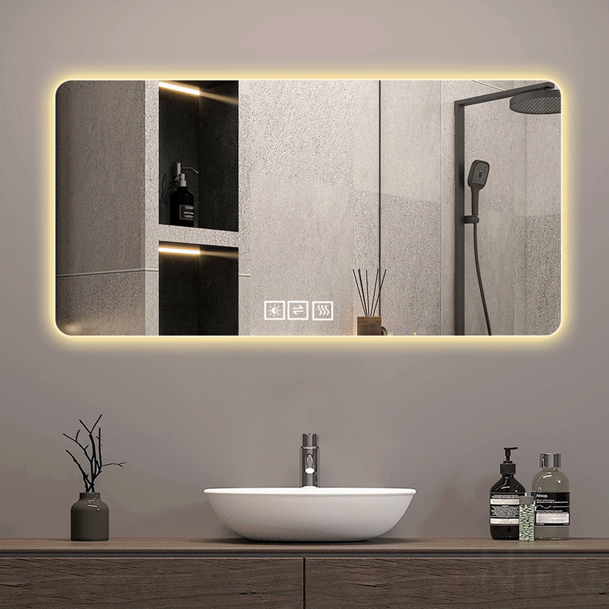 Brayden Studio Frameless With Light Led Bathroom Accent Mirror ...