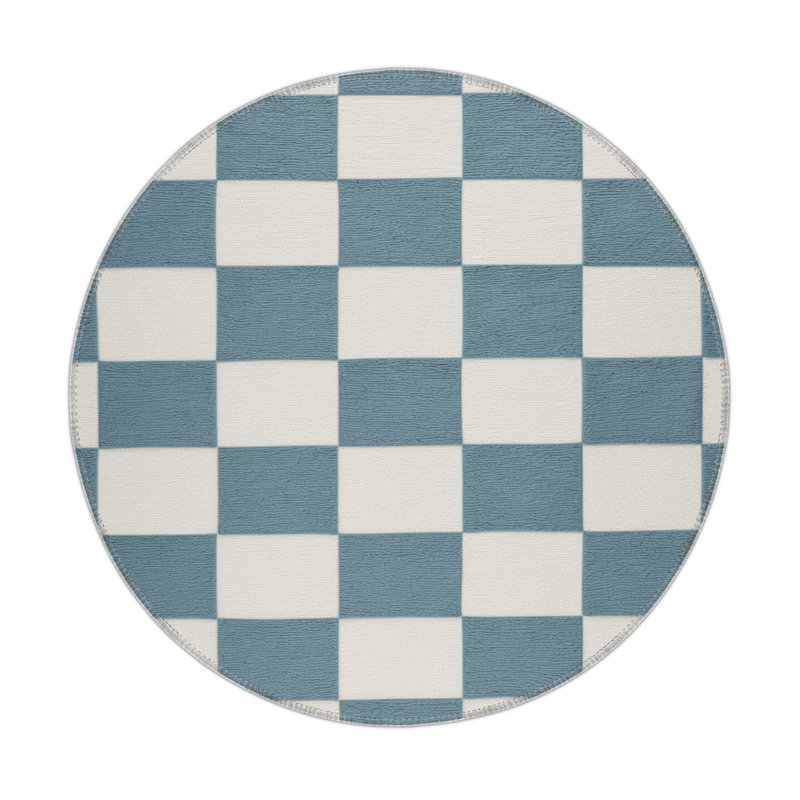 Tapis d'intérieur et d'extérieur à carreaux beige, Rond 5 pi