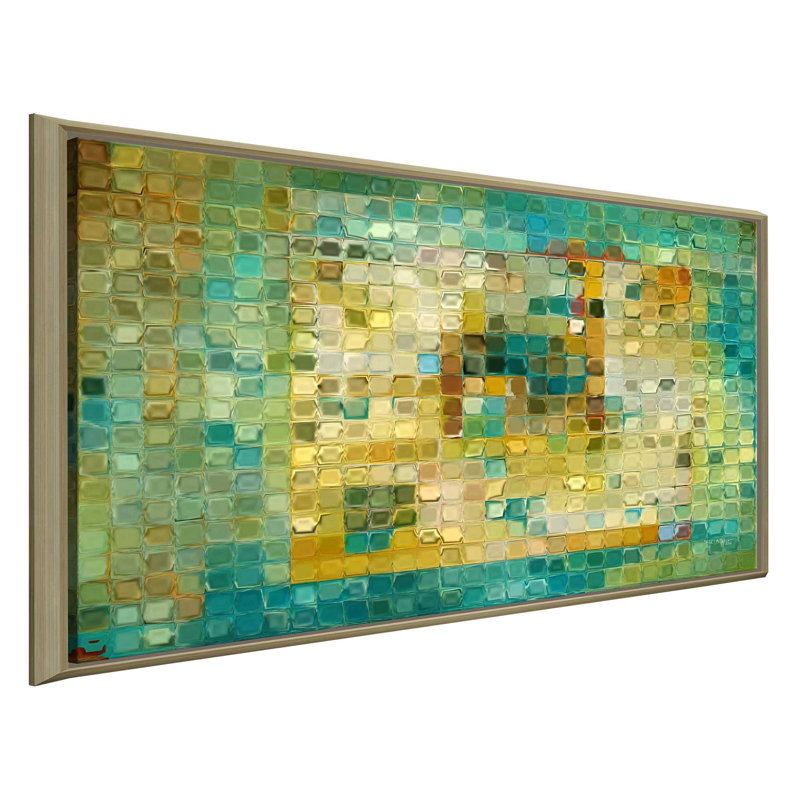 Reproduction d’art sur toile, "tile art 5, 2016" par mark lawrence, H 21,5 po x l 33,5 po x P 2 po, Cadre flottant champagne