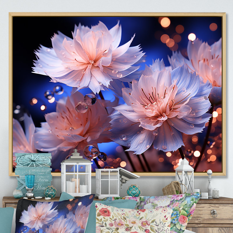 Impression sur toile Dreamy Mauve cornflowers III, Cadre naturel flottant, 34" H x 44" W